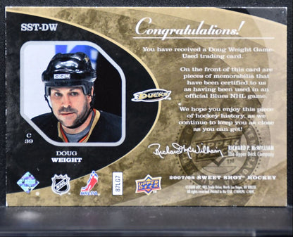 2007-08 UD Sweet Shots Stitches Doug Weight Anaheim Ducks 273/299 Jersey 1038