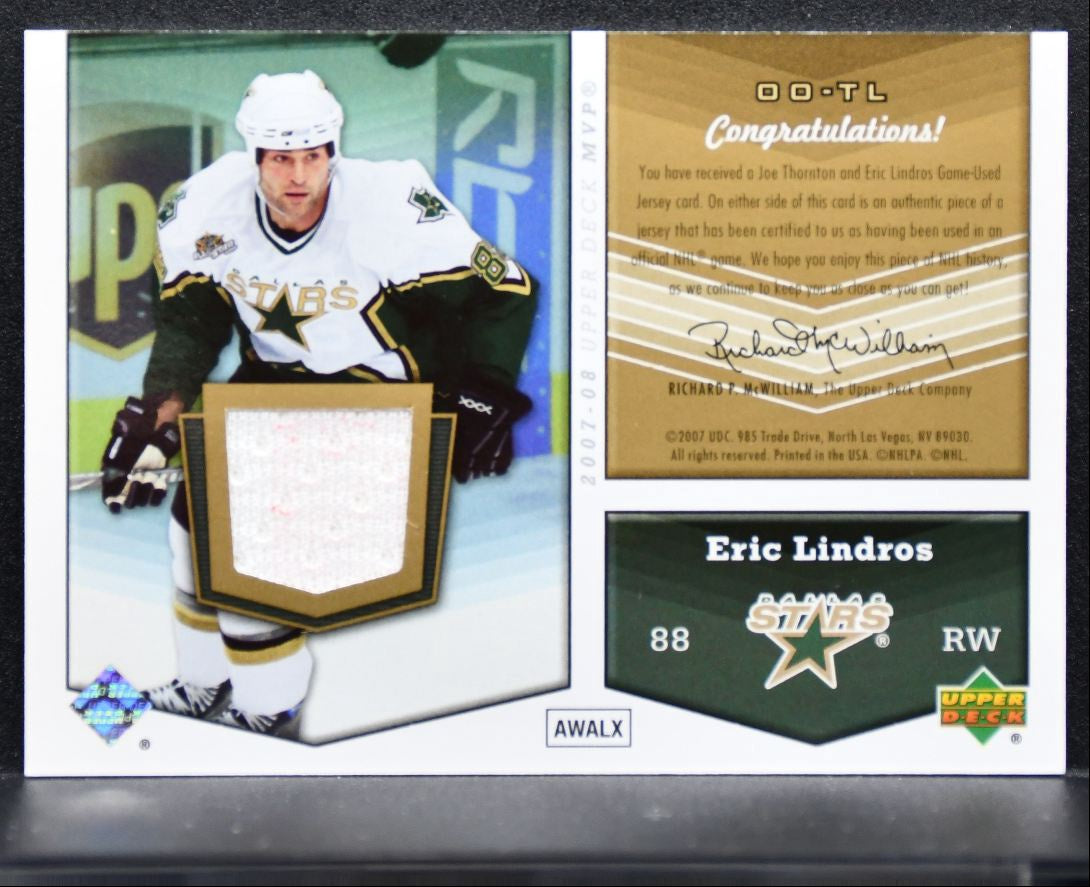 2007-08 UD MVP One on One Dual Memorabilia Thornton/Lindros Jersey 4510