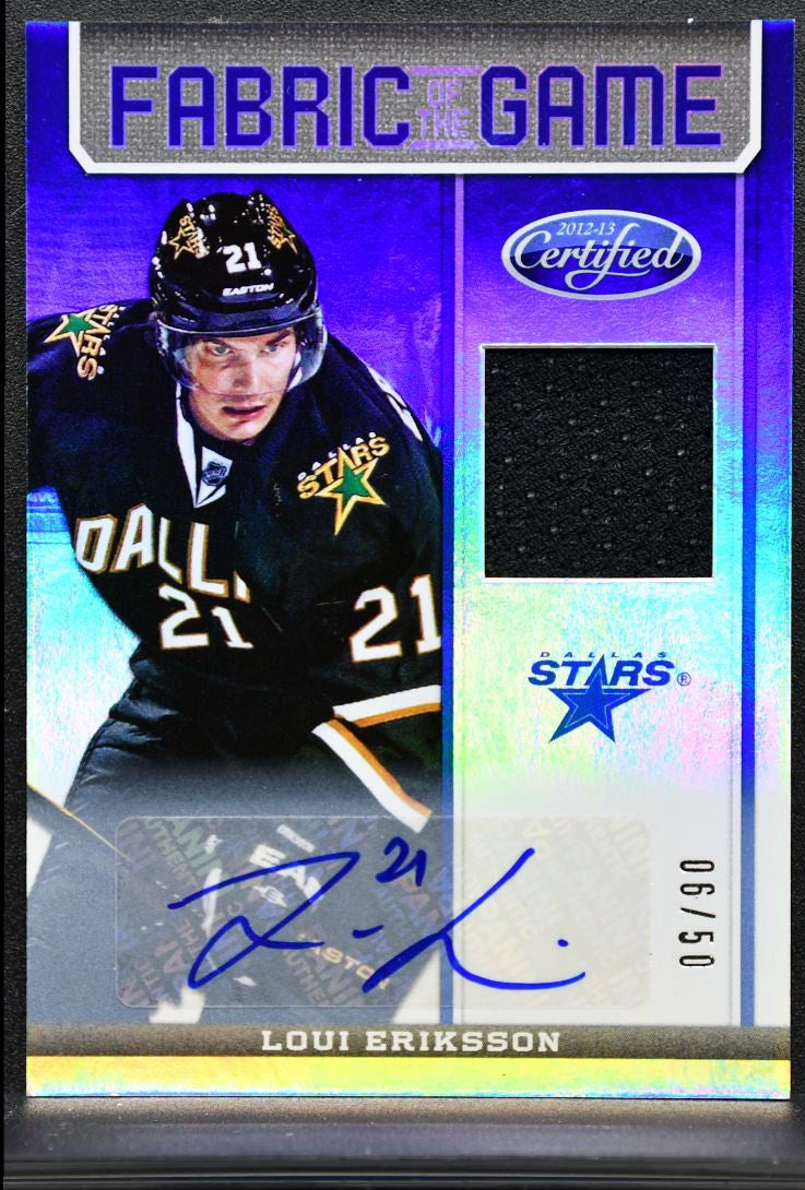2012-13 Panini Fabric o/e Game Mirror Blue Eriksson Auto /50 Jersey 4757