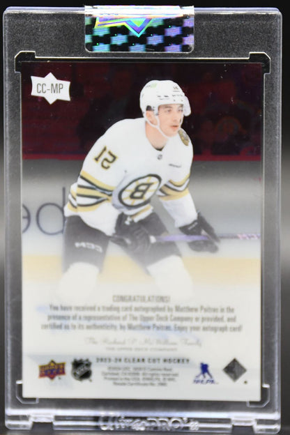 2023-24 UD Clear Cut Matthew Poitras CC-MP Boston Bruins RC Auto