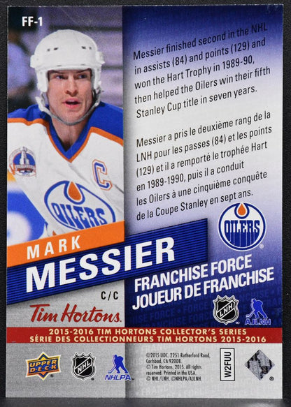 2015-16 Upper Deck Tim Hortons Franchise Force Mark Messier FF-1 Edmonton Oilers 7597