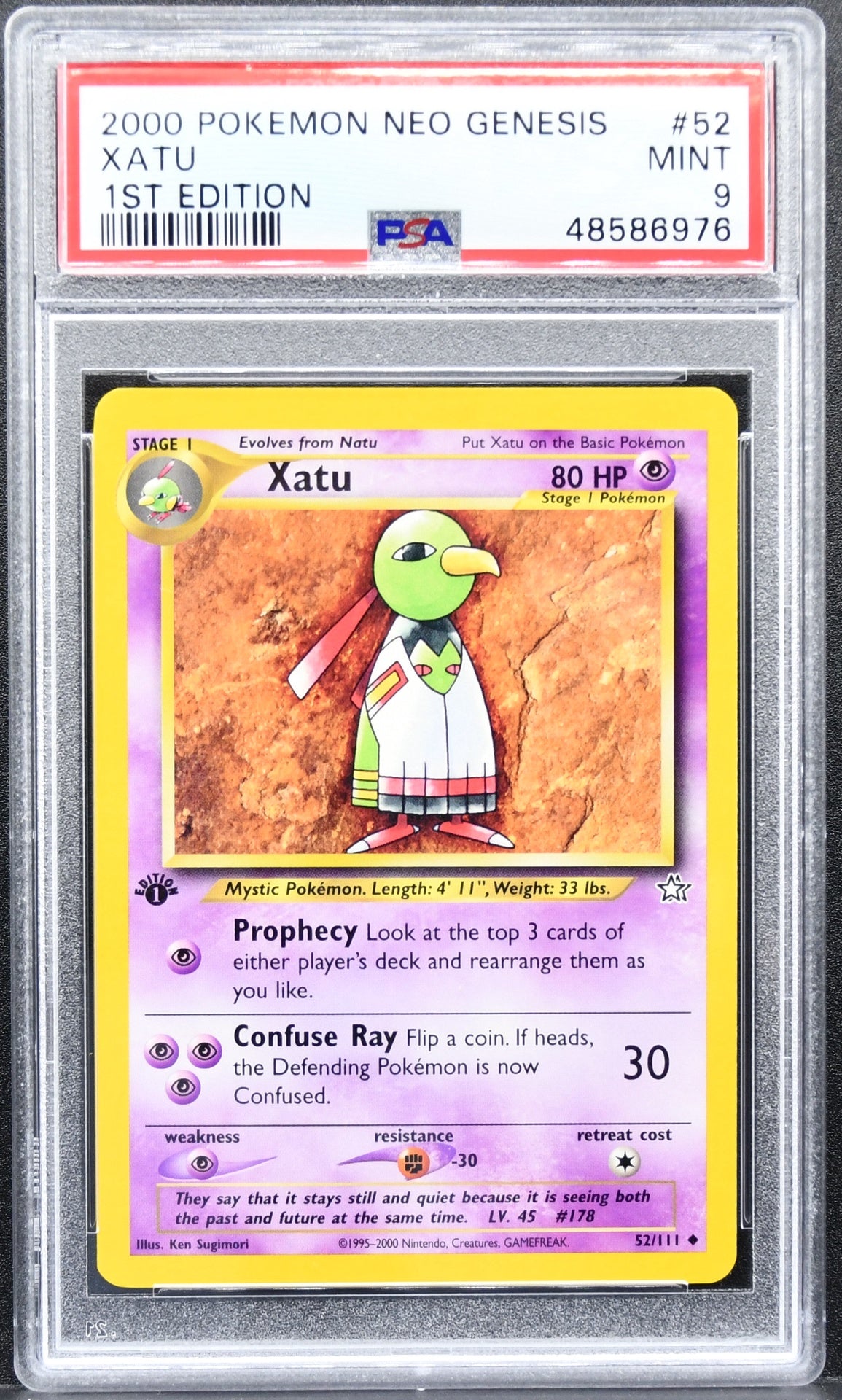 Pokémon Neo Genesis Xatu 52 Uncommon 1st Edition PSA 9 MINT English