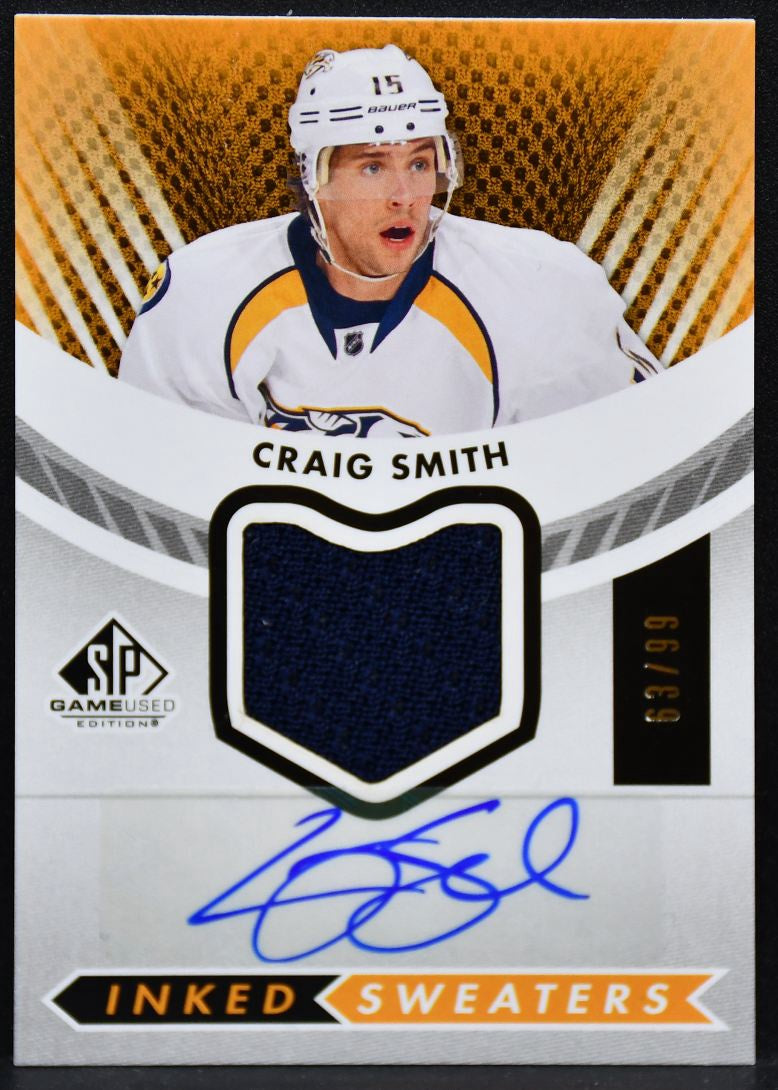 2012-13 SP Game Used Inked Sweaters Smith IS-SM Predators Auto 63/99 Jersey 6566