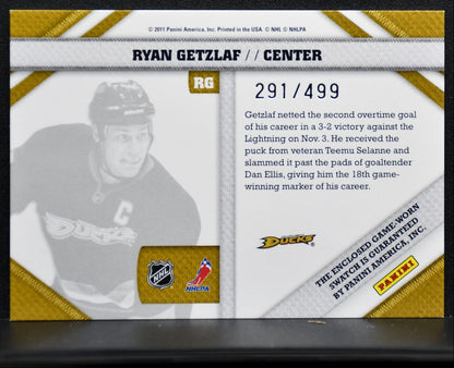 2010-11 Panini Pinnacle Threads Ryan Getzlaf Ducks /499 Jersey 1893