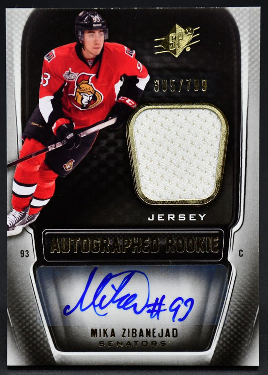 Maillot de recrue autographié SPx 2011-12 Mika Zibanejad 191 RC Auto 305/799