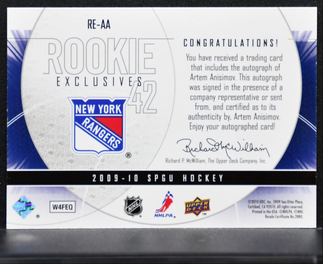 2009-10 SP Game Used Rookie Exclusives Auto Anisimov RC Auto 070/100 1151