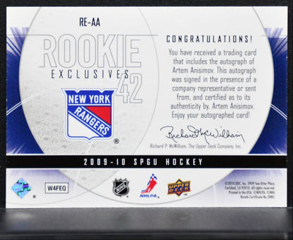 2009-10 SP Game Used Rookie Exclusives Auto Anisimov RC Auto 070/100 1151