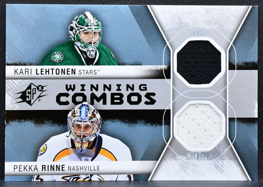 2014-15 SPx Winning Combos Kari Lehtonen/Pekka Rinne Stars/Predators Jersey 1410