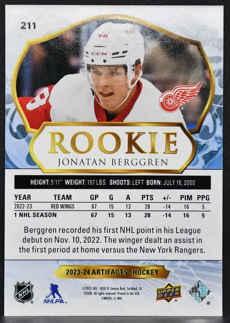 2023-24 UD Artifacts RC - Update Jonatan Berggren 211 Detroit Red Wings RC /999 2791