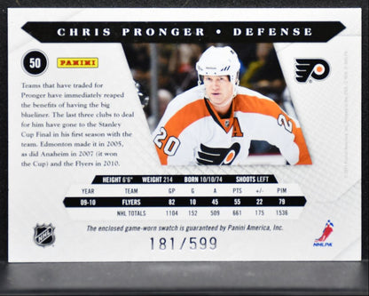 2010-11 Panini Luxury Suite Jersey Chris Pronger 50 Flyers 181/599 Jersey 3513