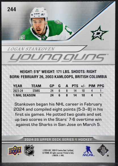 2024-25 Upper Deck Series 1 Young Guns Deluxe Logan Stankoven RC 169/250 2156