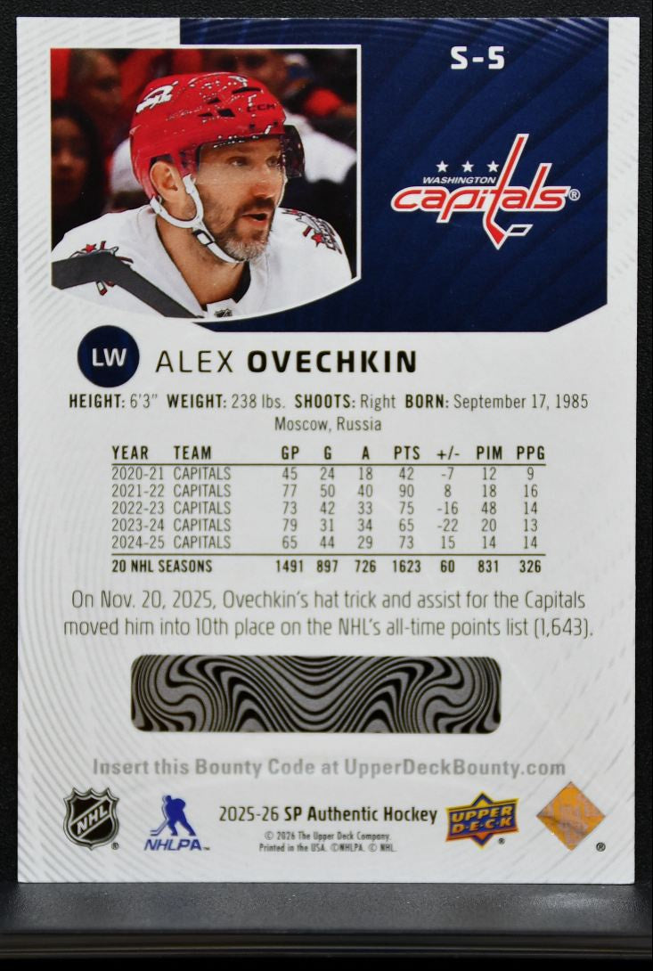 2025-26 SP Authentic Spectrum FX Alex Ovechkin S-5 Washington Capitals 8136