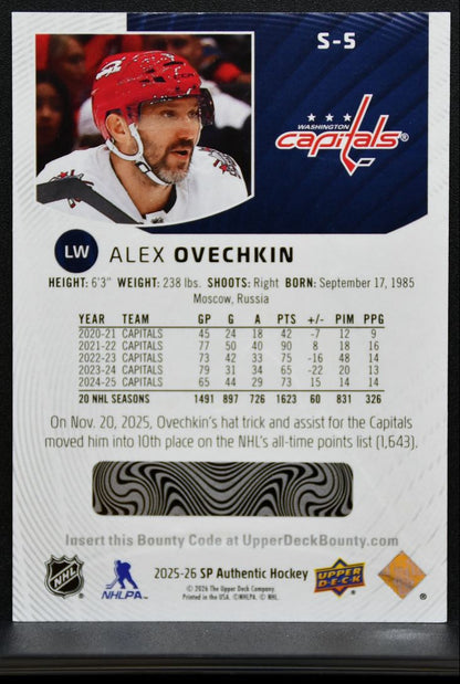 2025-26 SP Authentic Spectrum FX Alex Ovechkin S-5 Washington Capitals 8136