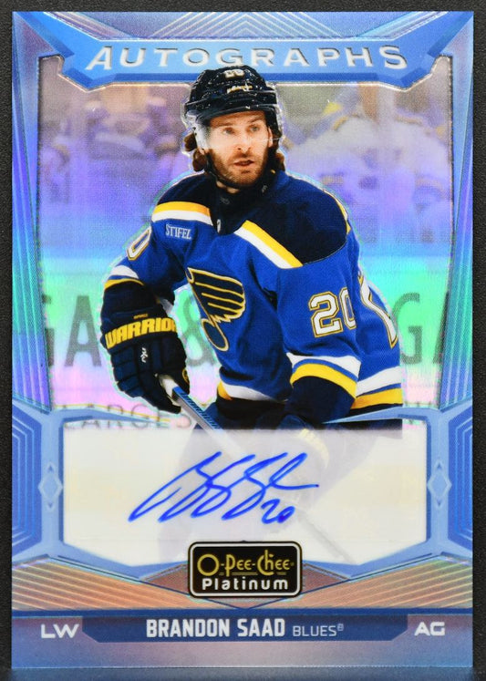 2024-25 OPC Platinum Blue Rainbow Autographs Brandon Saad BA-BS Blues Auto 8393