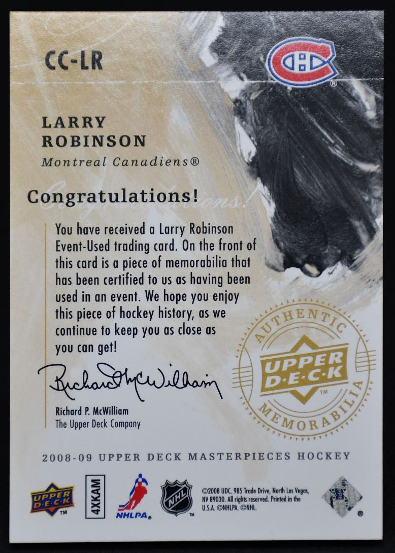 2008-09 UD Masterpieces Canvas Clippings Larry Robinson CC-LR Jersey