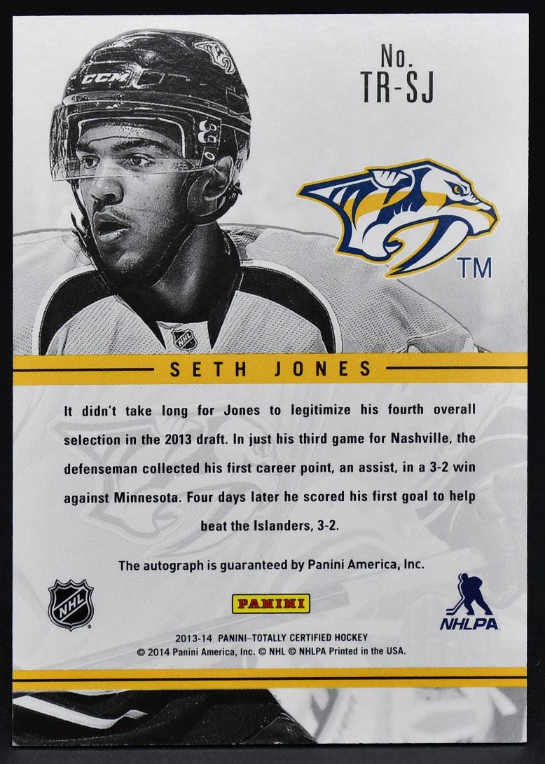 2013-14 Panini Totally Certified Rookie Auto Seth Jones TR-SJ RC Auto