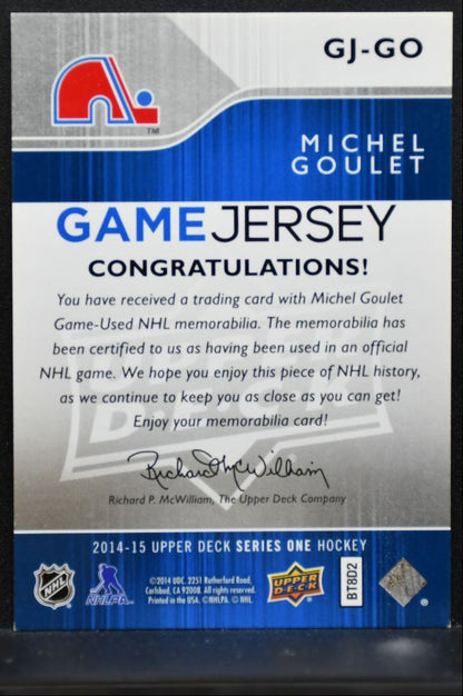2014-15 UD Series 1 Game Jerseys Michel Goulet Quebec Nordiques Jersey 3186