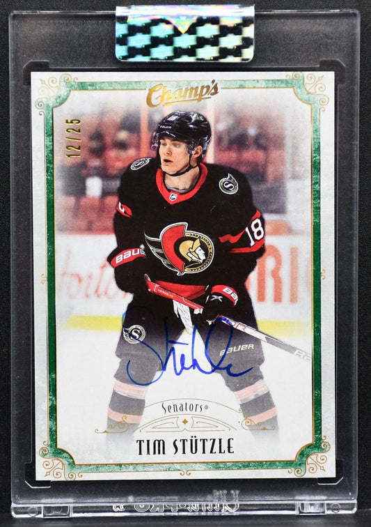 2021-22 UD Cleaqr Cut Champ's Tim Stutzle 4 Ottawa Senators Auto 12 /25