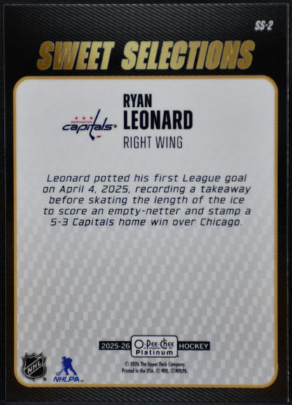 2025-26 O-Pee-Chee Platinum Sweet Selections Ryan Leonard SS-2 Capitals RC 6666