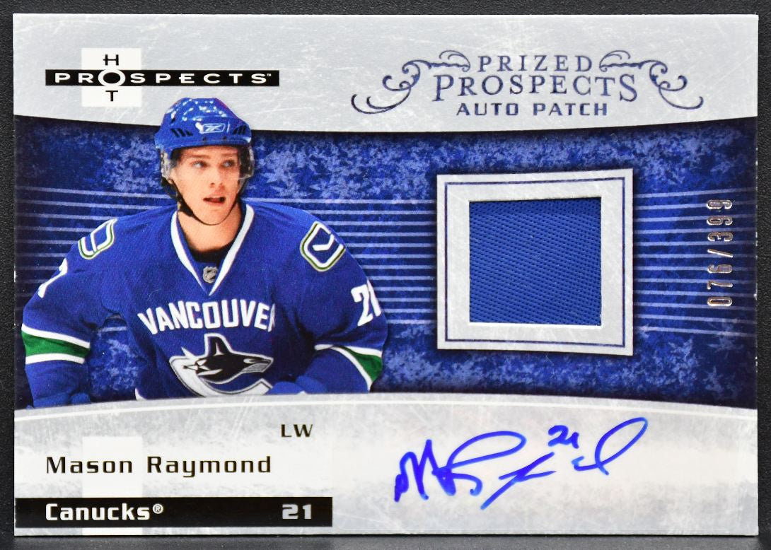 2007-08 Fleer Hot Prospects Prized Raymond Canucks RC Auto 076/399 Patch 0324