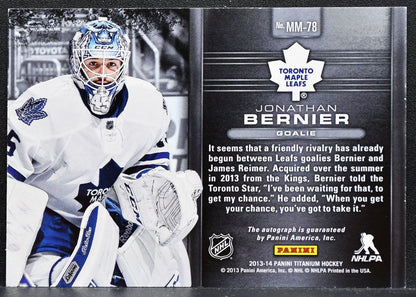 2013-14 Panini Titanium Metallic Marks Silver Jonathan Bernier Auto 9457
