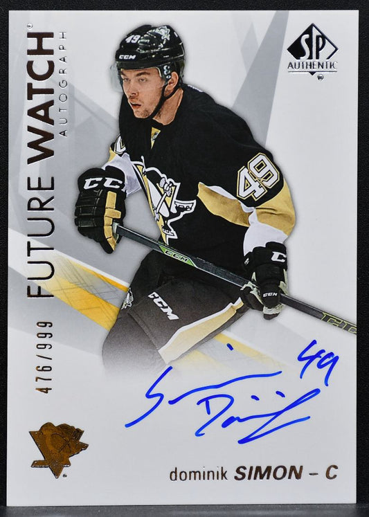 2016-17 SP Authentic Future Watch Auto Dominik Simon Penguins RC Auto 0972