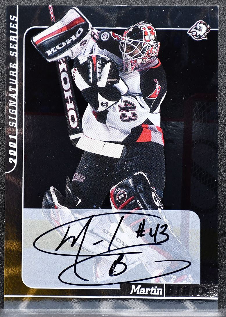 2000-01 In the Game Signature Martin Biron 77 Buffalo Sabres Auto 1375