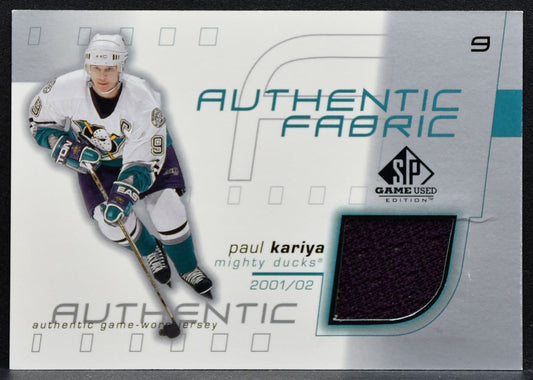 2002-03 SP Game Used Authentic Fabrics Paul Kariya Mighty Ducks Jersey 9530