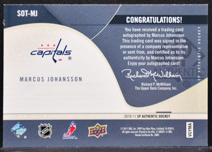 2010-11 SP Authentic Sign of the Times Marcus Johansson Capitals Auto 7140