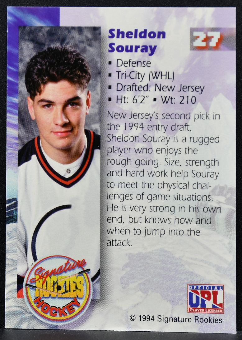1994-95 OPL Signature Rookies Sheldon Souray 27 Auto 4256/7750 9682