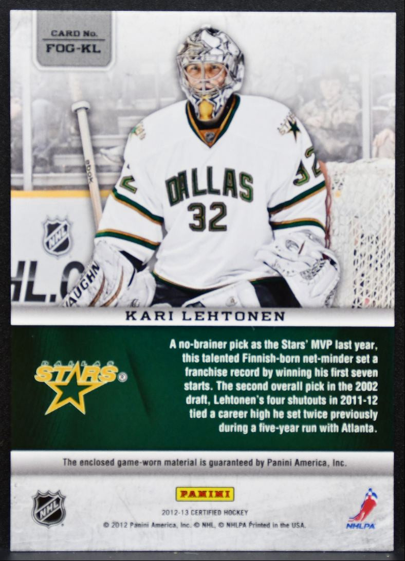 2012-13 Certified FOTG Mirror Red Team Die-Cut Lehtonen 131/150 Jersey 5326