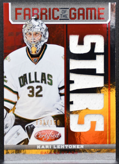 2012-13 Certified FOTG Mirror Red Team Die-Cut Lehtonen 131/150 Jersey 5326