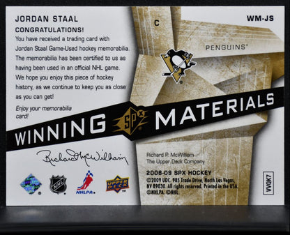 2008-09 SPx Winning Materials Spectrum Jordan Staal WM-JS /99 Jersey 7833