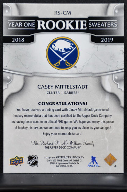 2019-20 UD Artifacts Year One Rookie Sweaters Casey Mittelstadt Jersey 5876