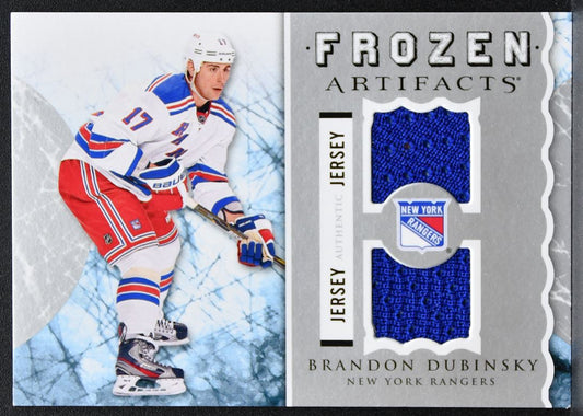 2012-13 UD Artifacts Frozen Jerseys Blue Brandon Dubinsky Rangers Jersey 2099