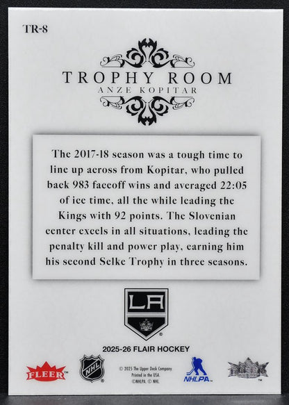 2025-26 Flair Trophy Room Anze Kopitar TR-8 Los Angeles Kings 7634