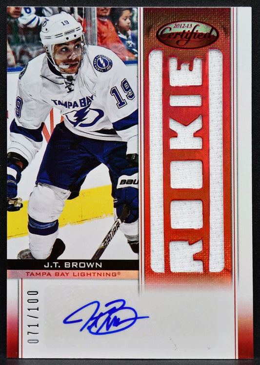 Panini Certified Mirror Red RC Auto Jersey J.T. Brown Bay Lightning RC Auto /100 3866