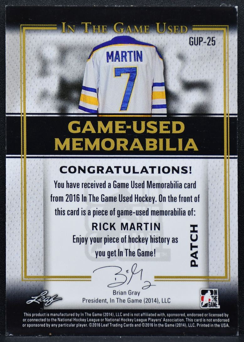 2014-15 Leaf In The Game Used Patch Rick Martin GUP-25 Patch 8265