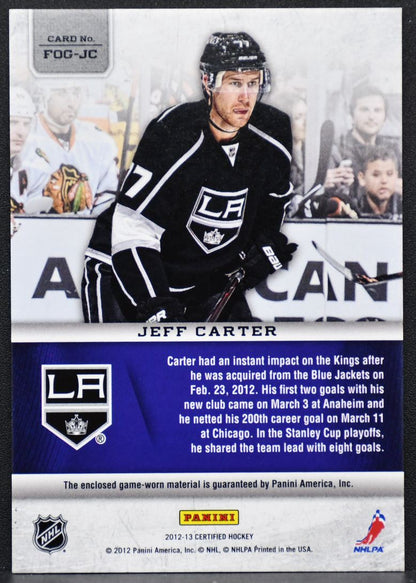 12-13 Panini Certified Fabric of the Game Jeff Carter Kings /299 Jersey 2937