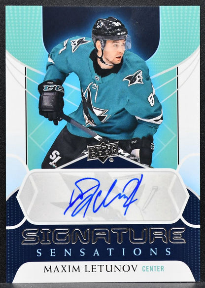 2020-21 UD Series 2 Signature Sensations Maxim Letunov SS-ML Sharks Auto 7559
