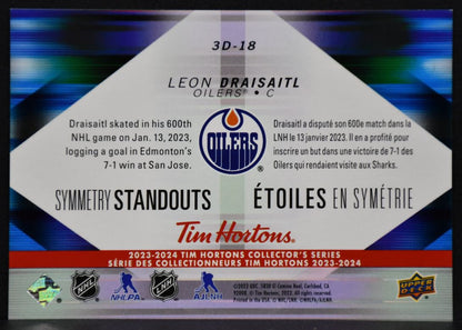 2023-24 UD Tim Hortons Symmetry Standouts Leon Draisaitl 3D-18 Edmonton Oilers 7238