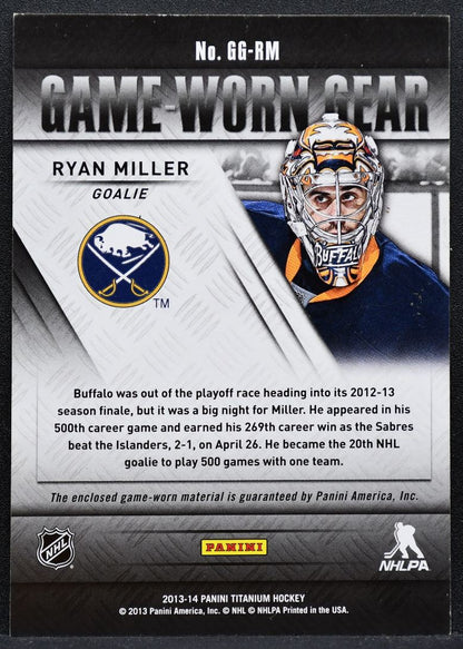 2013-14 Panini Titanium Game Worn Gear Ryan Miller GG-RM Sabres Jersey 5623