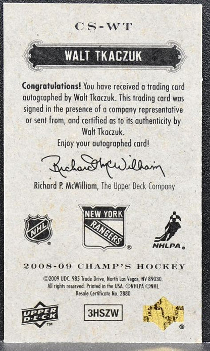 2008-09 Upper Deck Champ's Mini Signatures Walt Tkaczuk CS-WT Auto 0497