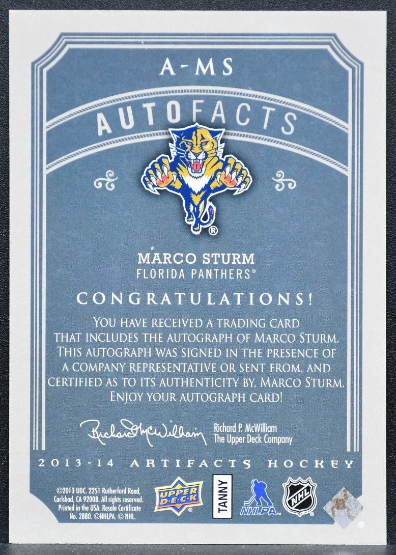 2013-14 Upper Deck Artifacts Autofacts Marco Sturm A-MS Auto 4778