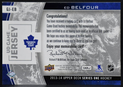 2013-14 UD Series 1 UD Game Jerseys Ed Belfour GJ-EB Toronto Maple Leafs Jersey 4145
