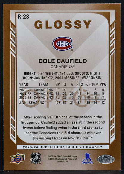 2023-24 Upper Deck O-Pee-Chee Glossy Cole Caufield R-23 Montreal Canadiens 1701