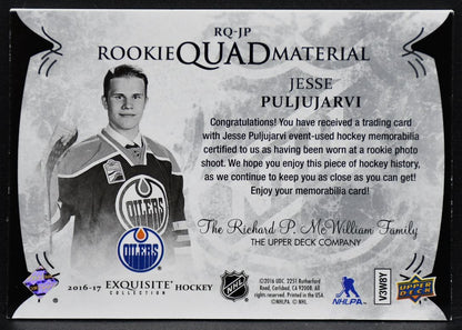 16-17 Black Diamond Exquisite Rookie Quad Material Jesse RQ-JP 49 Patch