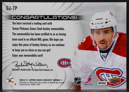 2010-11 Upper Deck Game Jerseys Tomas Plekanec GJ-TP Montreal Canadiens Jersey 2936