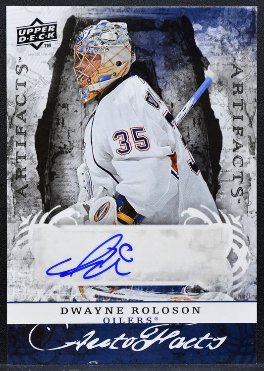 2008-09 Upper Deck Artifacts Auto-Facts Dwayne Roloson AF-RO Oilers Auto 7613