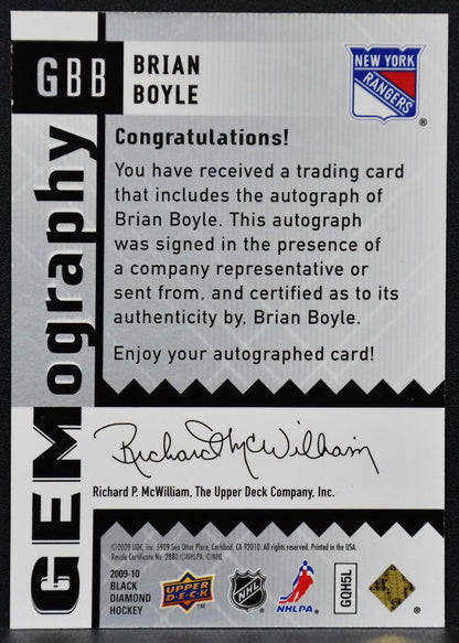 2009-10 Upper Deck Black Diamond Gemography Brian Boyle GBB Rangers Auto 2568
